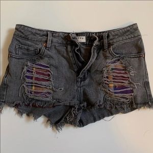 dark grey denim jean shorts
